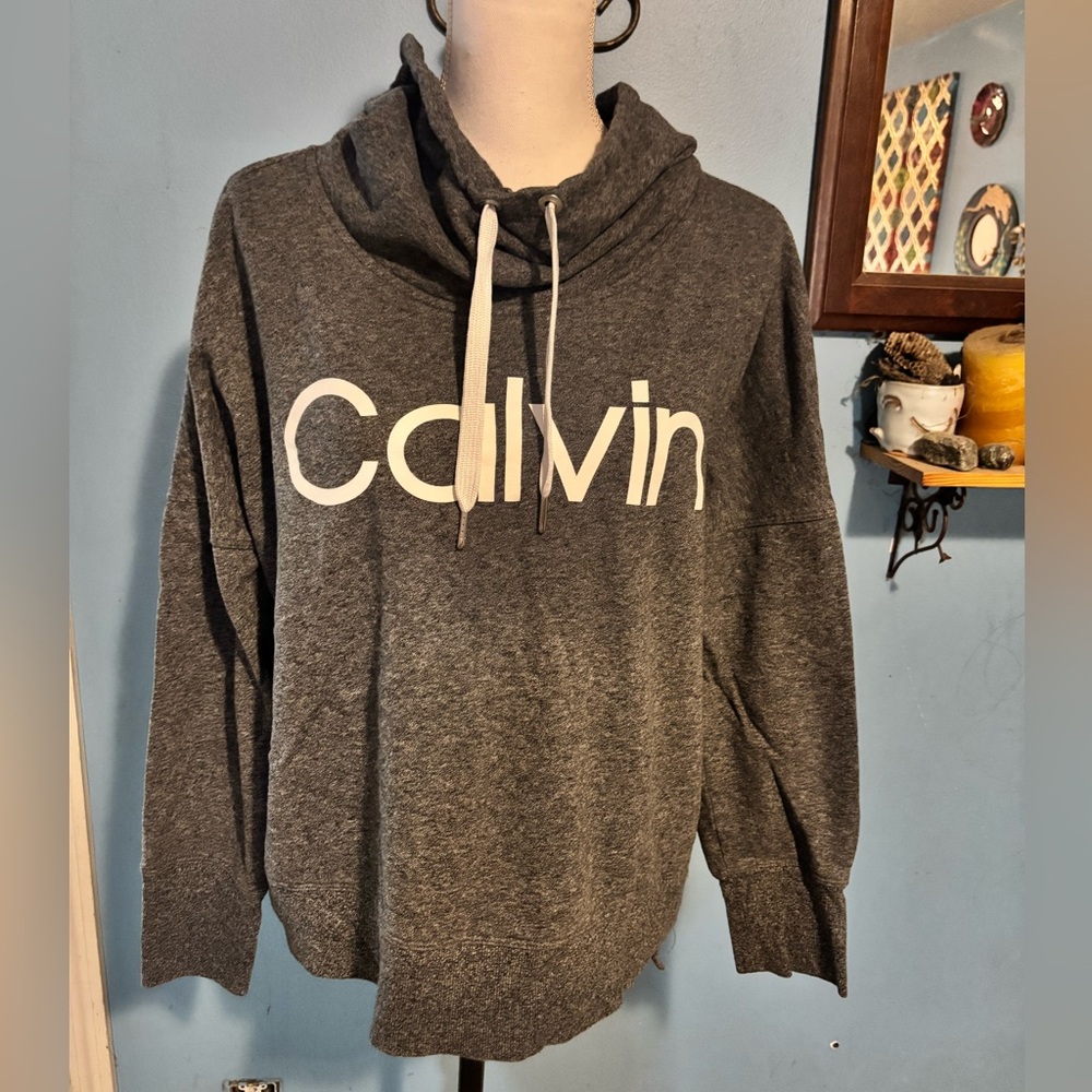 Calvin Klein, Gray, Cowl Neck, Sweatshirt
